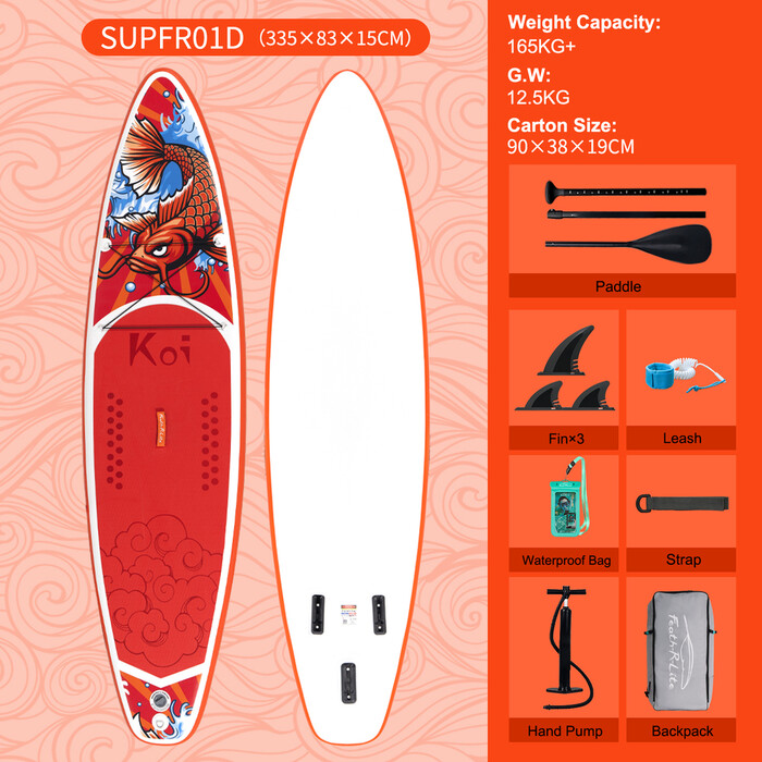 Nadmuchiwany Surfing Paddle Board 11' - Sup Koi Pomarańczowy