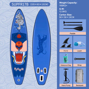 Nadmuchiwany Surfing Paddle Board 11' - Tiger Blue