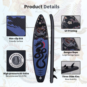 Nadmuchiwany Surfing Paddle Board 11' - Czarny smok