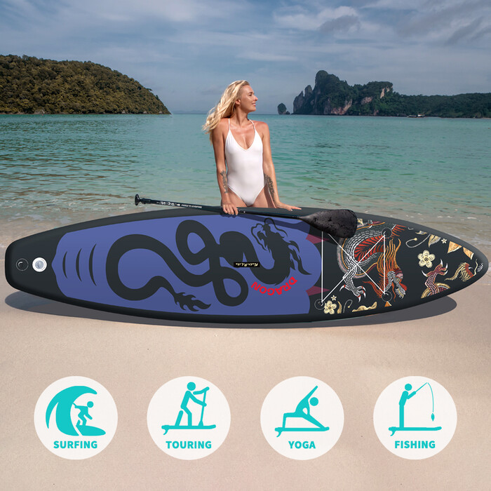 Nadmuchiwany Surfing Paddle Board 11' - Czarny smok