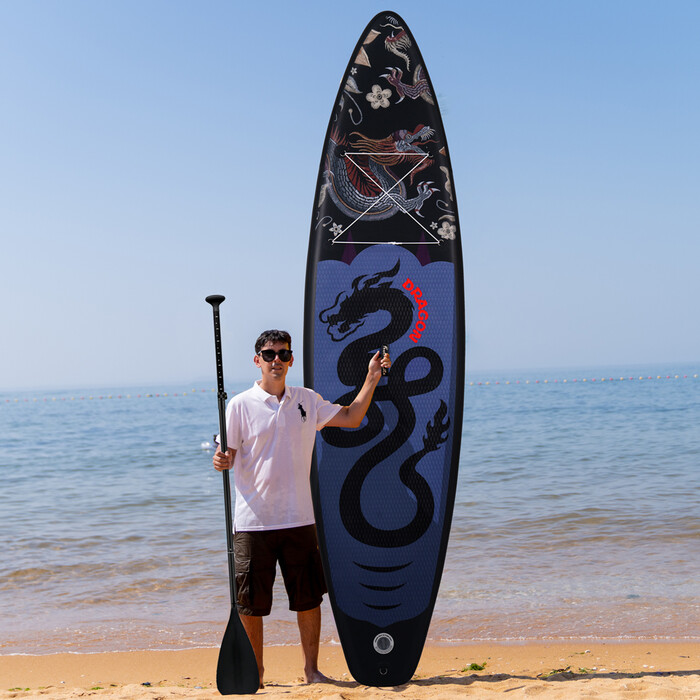 Nadmuchiwany Surfing Paddle Board 11' - Czarny smok