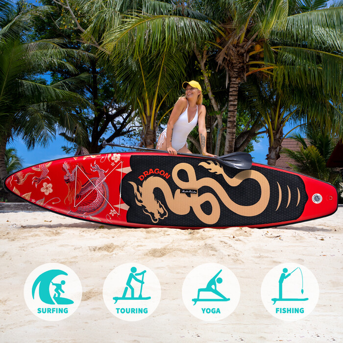 Nadmuchiwany Surfing Paddle Board 11' - Czerwony smok